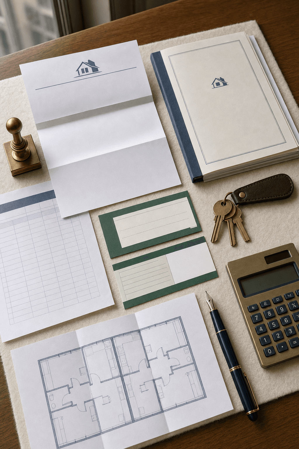 Eviction notice category flat-lay with pay-or-quit, cure-or-quit, unconditional quit, and holdover notices and statute book